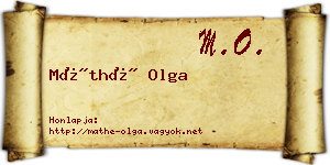 Máthé Olga névjegykártya